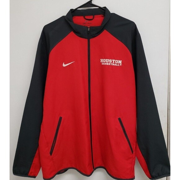 Nike Dri fit Red Full Zip Lightweight Jacket Size Boys Large Houston Basketball - Picture 1 of 7